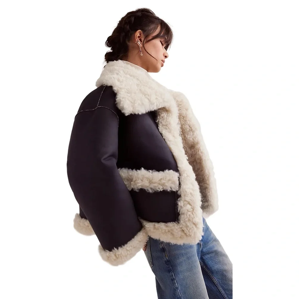 Kiki Sherpa Jacket in Black Combo | Size Small | NWT - Picture 1 of 13